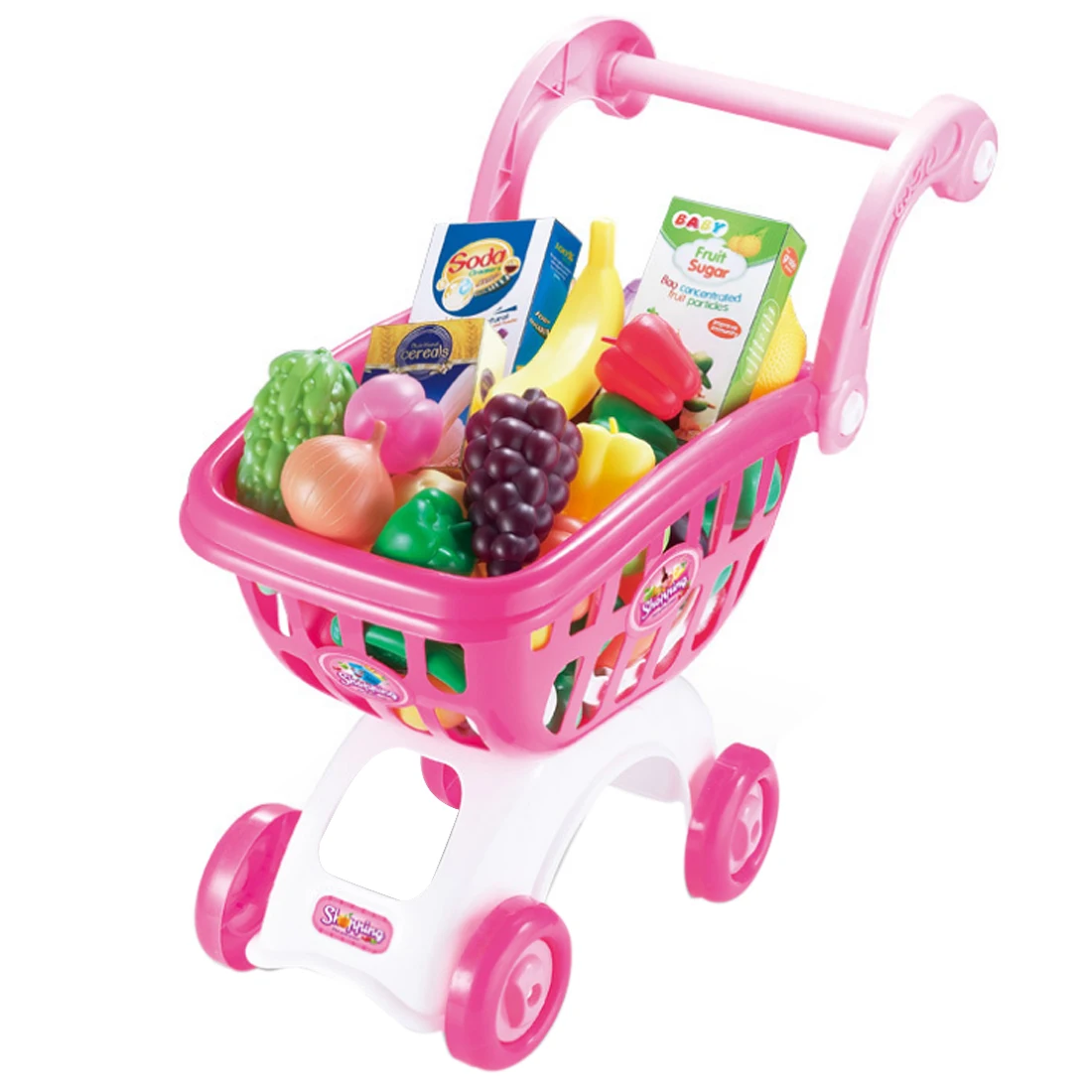 

Children Pretend & Play Groceries Educational Toy Simulation Shopping Trolley for Boys Girls Birthday Gift Shopping Playing Kits