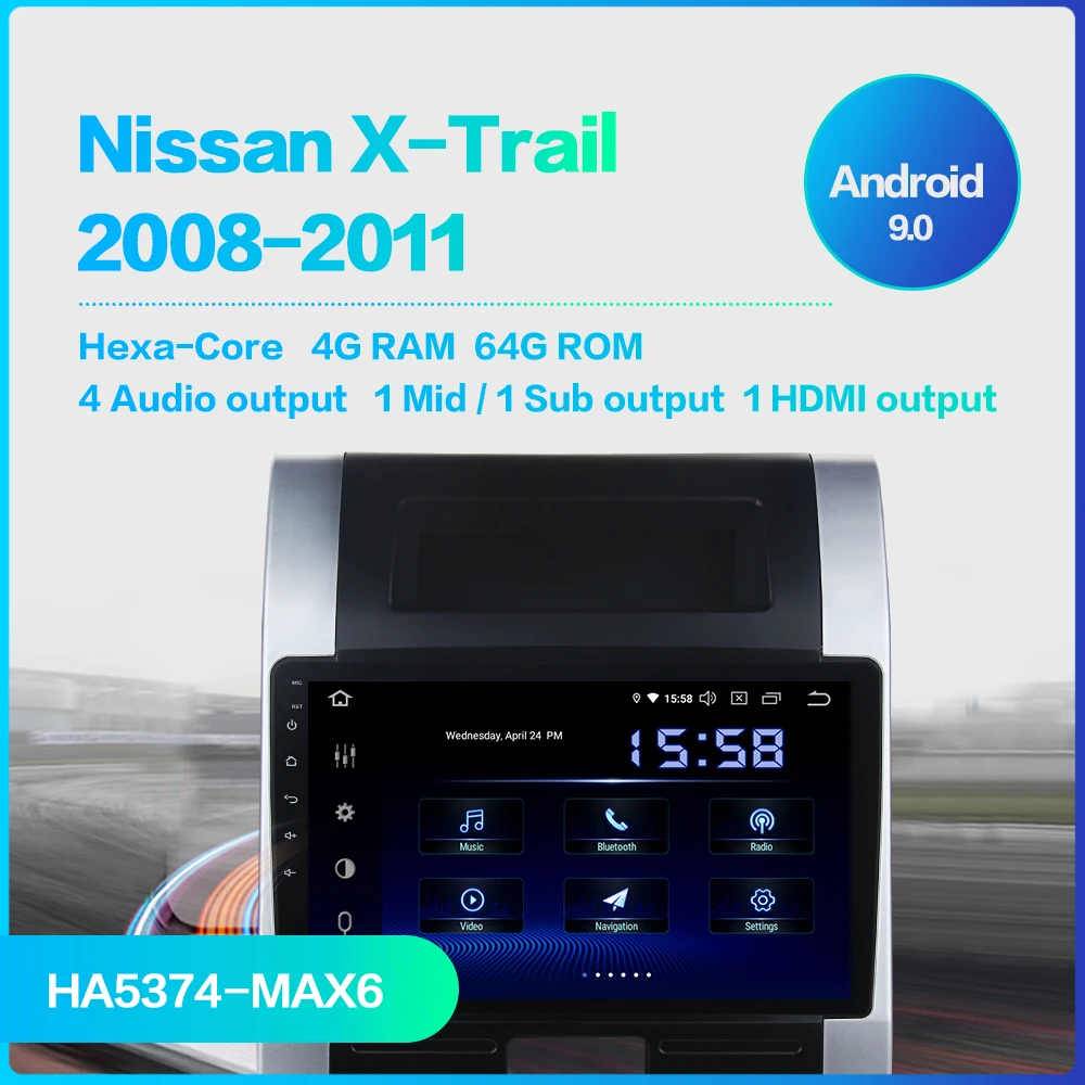 Sale Dasaita 10.2" Multi Touch Screen Built-in GPS Android 9.0 Car Radio Player for Nissan X-trail 2008 2009 2010 2011 2012 2013 2014 1