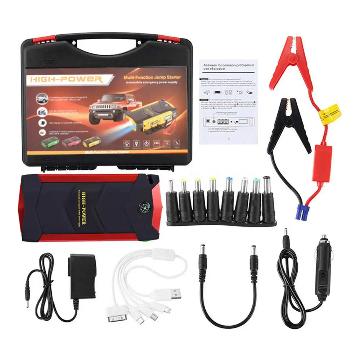 4 USB 12V 82800mAh Portable LED Emergency Car Battery Jump Starter Multifunction Power Bank Tool Kit For Auto Starting Device 4 USB 12V 82800mAh Portable LED Emergency Car Battery Jump Starter Multifunction Power Bank Tool Kit For Auto Starting Device