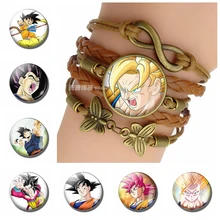 Винтажный вязаный кожаный браслет ручной работы Dragon Ball Сон Гоку Вегета Супер Saiyan Горячая игра Аниме аксессуары стеклянный купол подарок