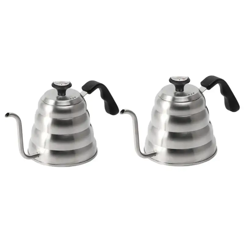 

Stainless Steel Pour Over Coffee Water Kettle Thermometer Gooseneck Tea Pot
