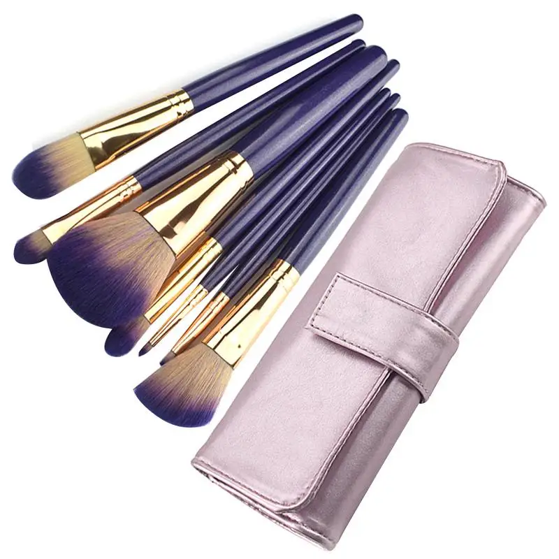 7pcs/set Deep Purple Pearl Paint Handle Makeup Brushes Soft Delicate