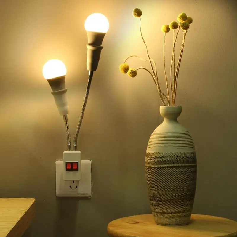 

E27/E26 Double Heads Flexible Lamp Holder Rotatable Extension Light Base