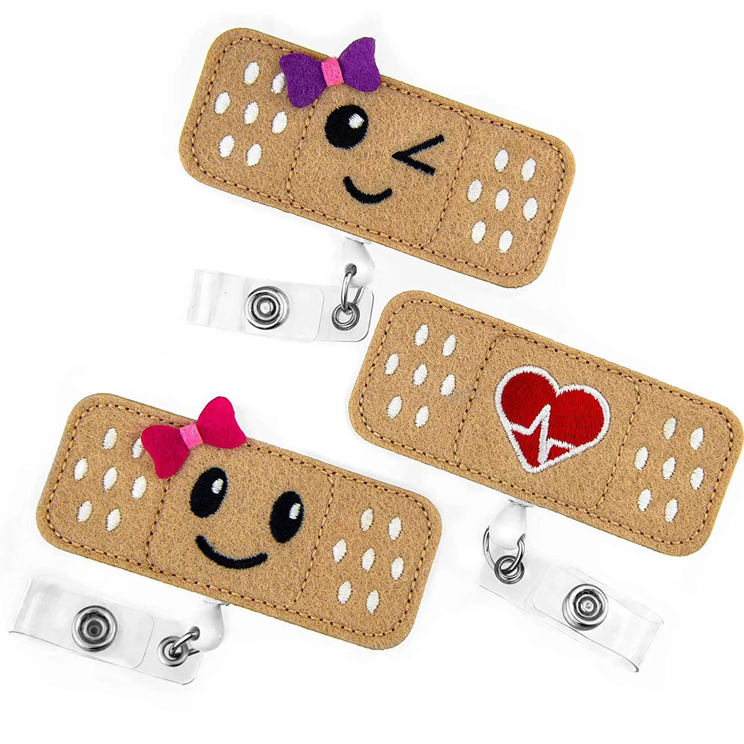 

3pcs Lot Badge Reel Holder Badge Reel for Nurses, Students & Teachers Retractable ID Card Holder with Alligator Clip Smile Face