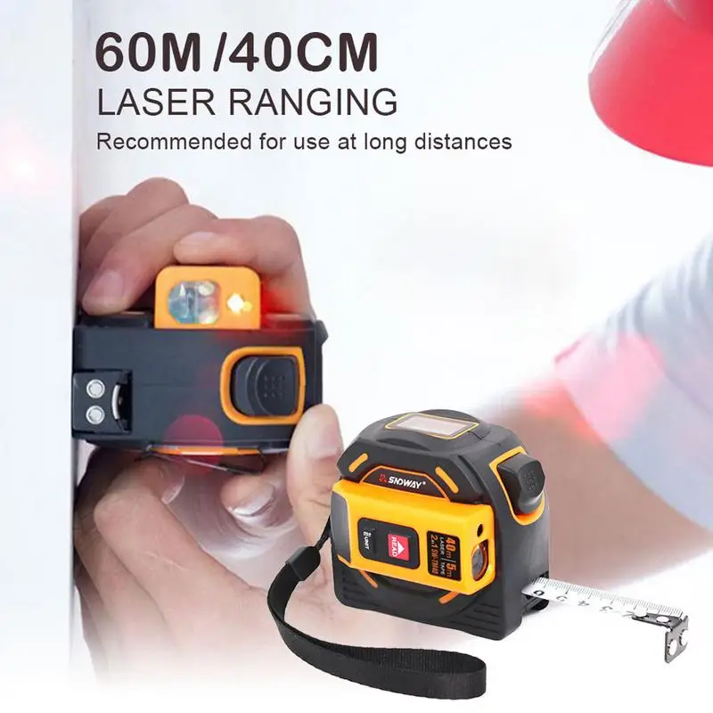 

2 In 1 Tape Measurer 5M Measuring Instrument LCD Digital Display Handheld Infrared 60M 40M Electronic Ruler