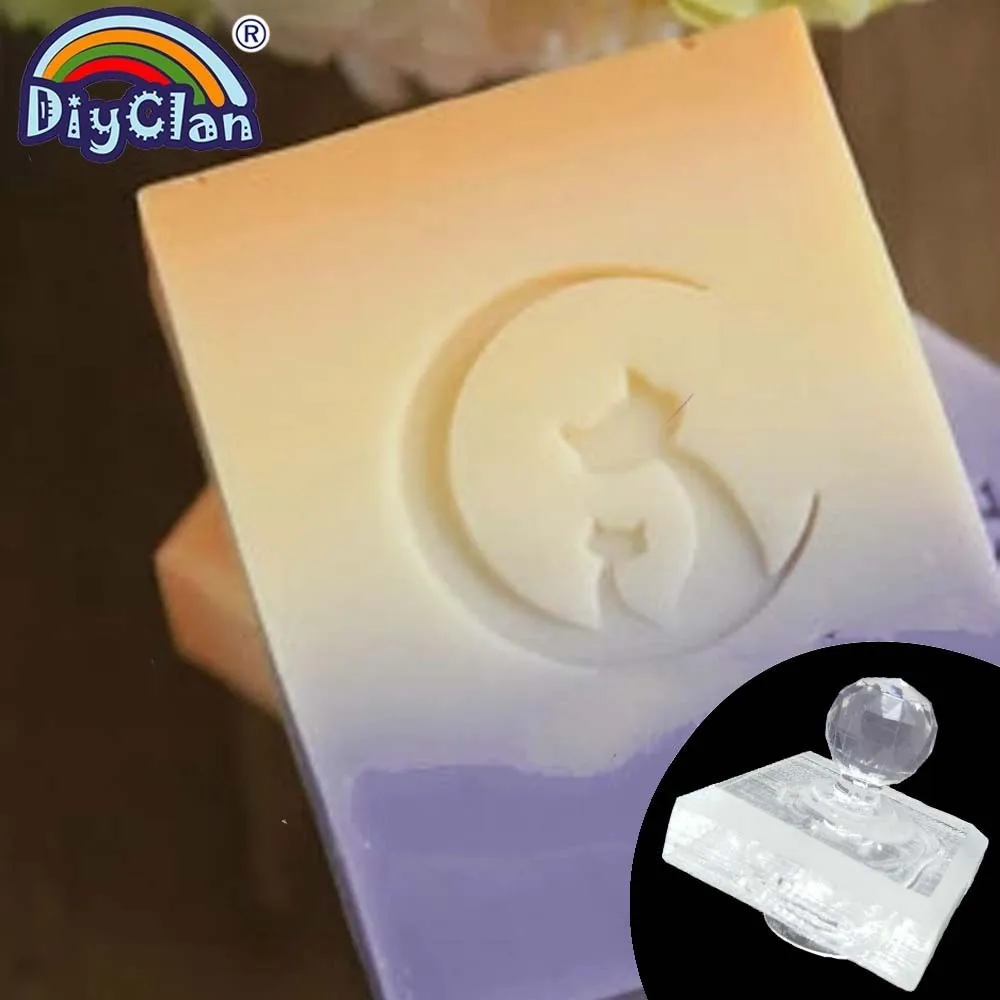 

Moon Cat Handmade Soap Stamp Animal Natural Organic Stamps Transparent Soap Making Supplies Acrylic Chapters Custom
