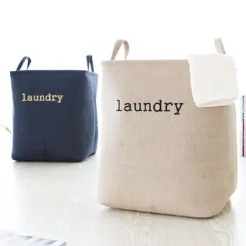 

Burlap Laundry Hamper Folding Storage Basket Handled Grocery Bags Handy Laundry Bin