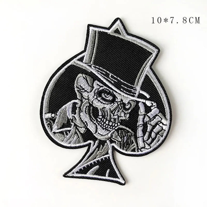 

Fine Reaper's Scythe Patches For Clothes Applique Stripe Stickers Iron On Biker Punk Skull Motorcycle Middle Finger Badges Decor
