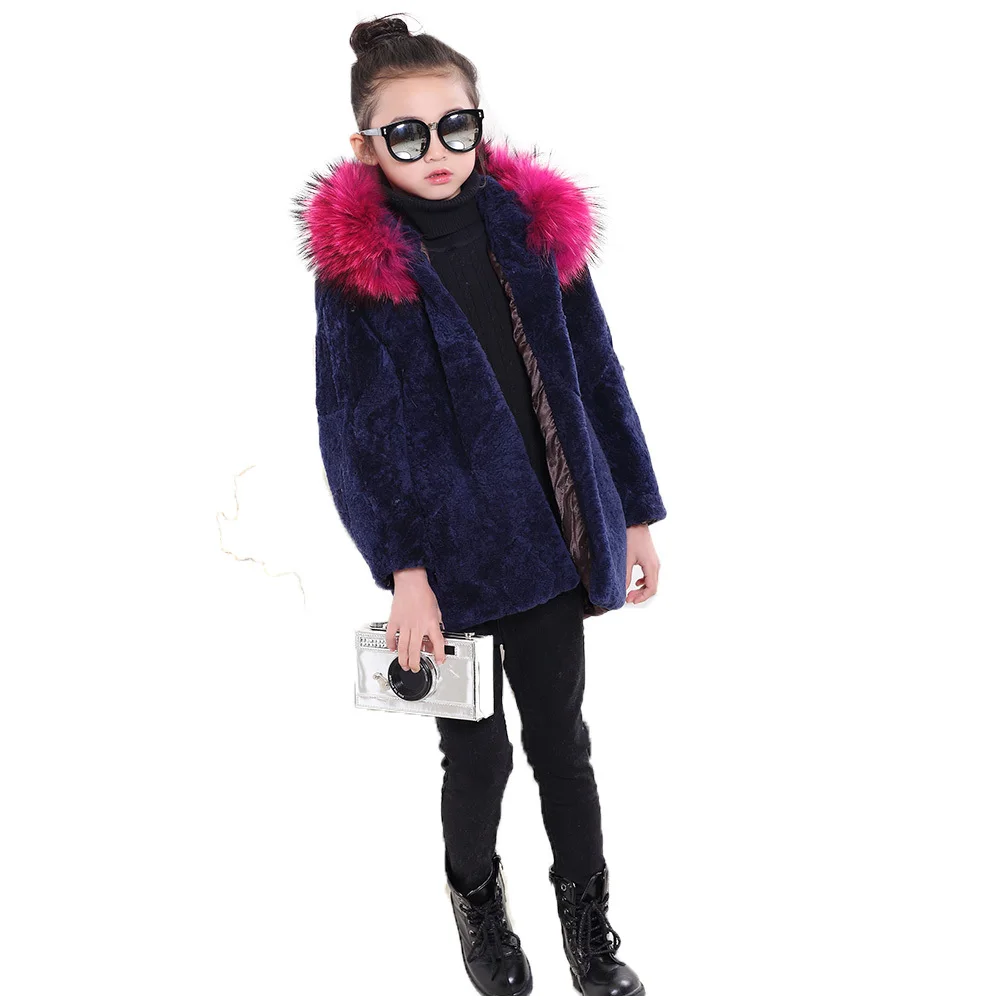 

Children Real Sheepskin Fur Coats Autumn Winter Baby Girls Warm Thick Long Coat Full Sleeve Kids OuterwearClothing Coat C#03