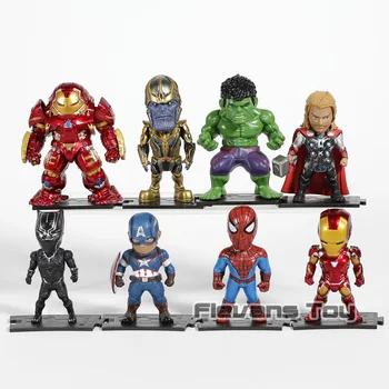 

Avengers Infinity War Iron Man Captain America Hulk Black Panther Thanos Thor Hulkbuster Q Version PVC Figures Toys 8pcs/set