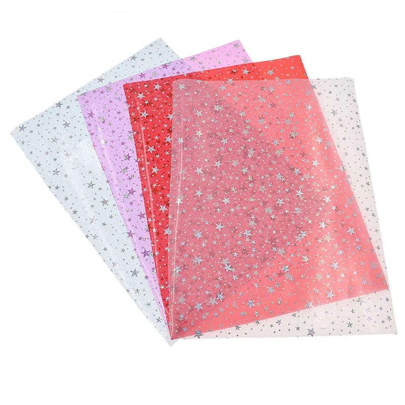 

A4 Transparent Stars Vinyl Fabric Clear PVC Shiny Star Fabric DIY Sewing Accessories Supply Drop Shipping