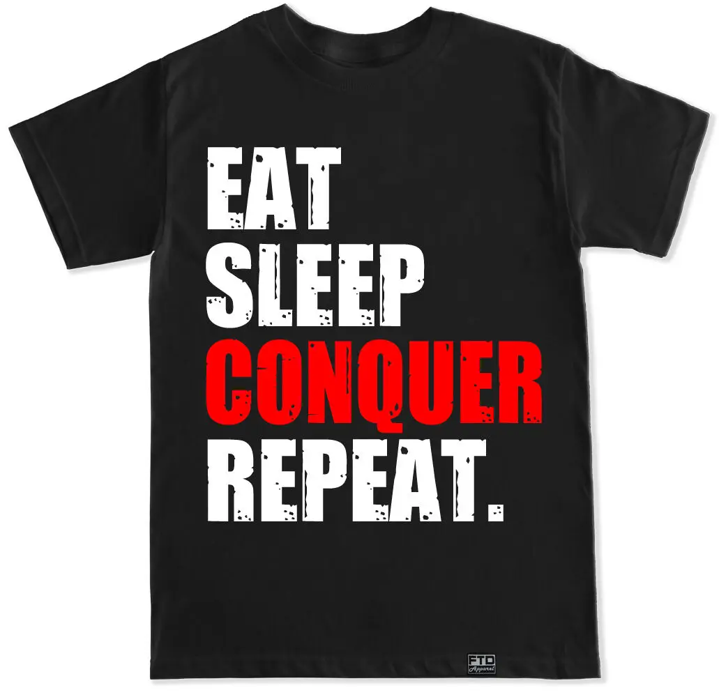 EAT SLEEP CONQUER Повторите тренажерный зал тренировки приседания веса бег Забавные