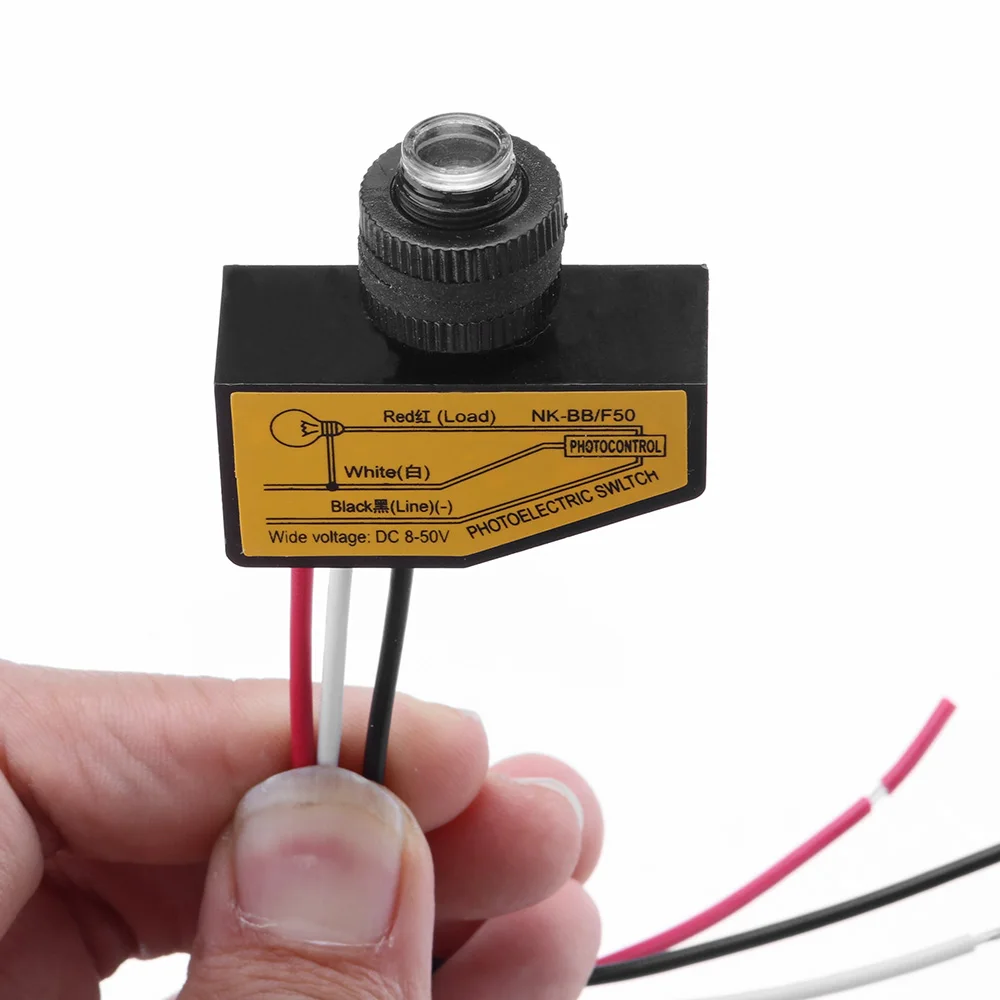 

Automatic Auto On Off Photocell street Light Switch DC 8-50V Photo Control Photo Switch Sensor Plastic Lamp Light Control Switch