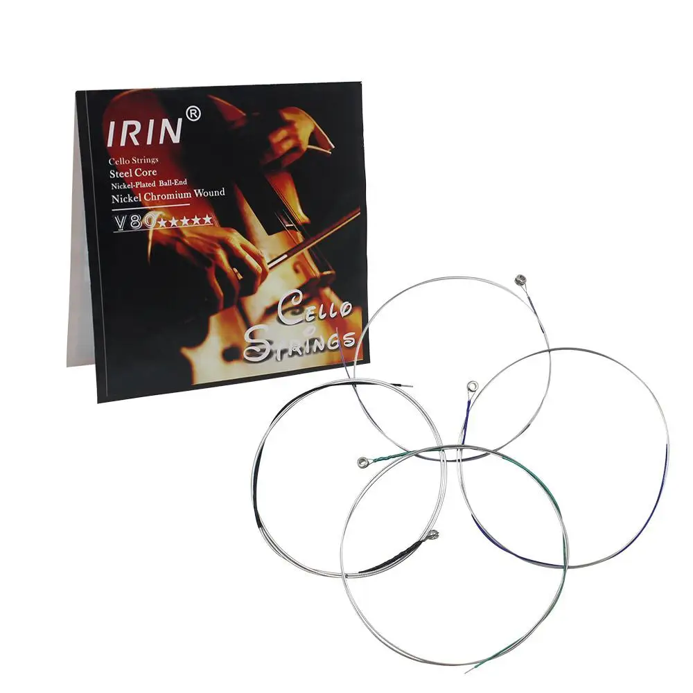 

IRIN 4pcs Cello String Set Professional Steel Wire Nickel-Plated Chromium Wound Strings Cello Parts & Accessories V80