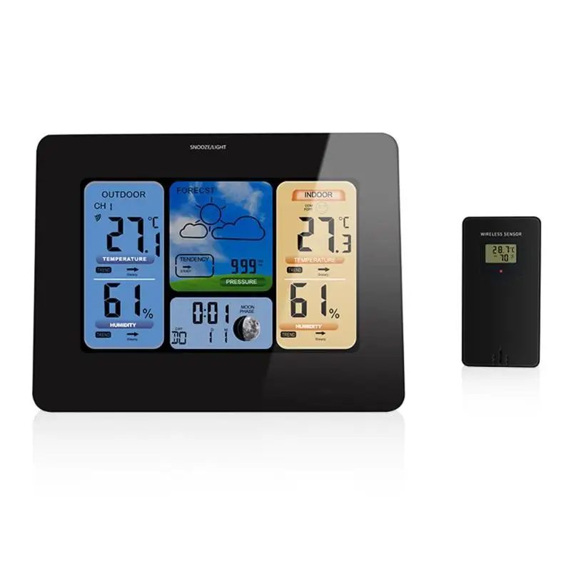 

Smart Weather Station Wireless Color Screen Temperature Tester Humidity Sensor Thermometer Hygrometer RF Wireless Alarm Clock
