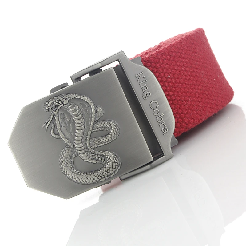 Flying Art King Cobra hebilla automática cinturón para hombre de alta calidad 4mm de espesor 3,8 cm lona cinturones hombres Jeans cinturón de hombre| AliExpress