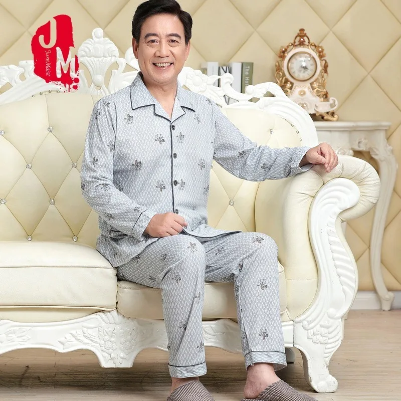 

Spring Pyjama Men Set Cotton Long Sleeve Pajama Man Cardigan Solid Pajama Male Autumn Turn-down Collar Pijama Men L XL XXL XXXL
