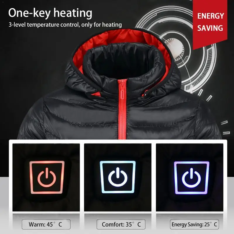 Открытый Графен Электрический Подогрев пуховик USB постоянной температуры нагрева углеродного волокна теплое зимнее пальто