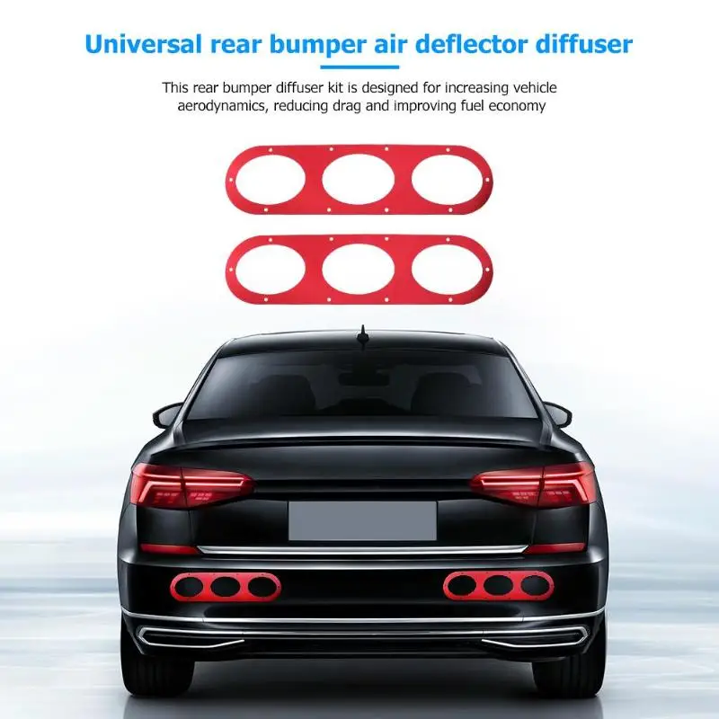 

VODOOL 2Pcs 1Pair Universal Aluminium Alloy Car Rear Bumper Race Air Diversion Diffuser Panel Decorate Caution Warning Tool