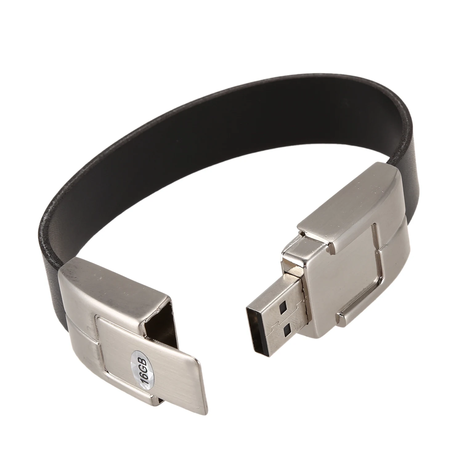 

USB 2.0 Bracelet Leather Memory Stick Flash Pen Drive Storage U Disk Gift, Black 16GB