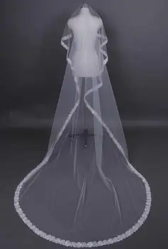 

High-end cathedral 1 layer lace bridal veil white ivory wedding veil