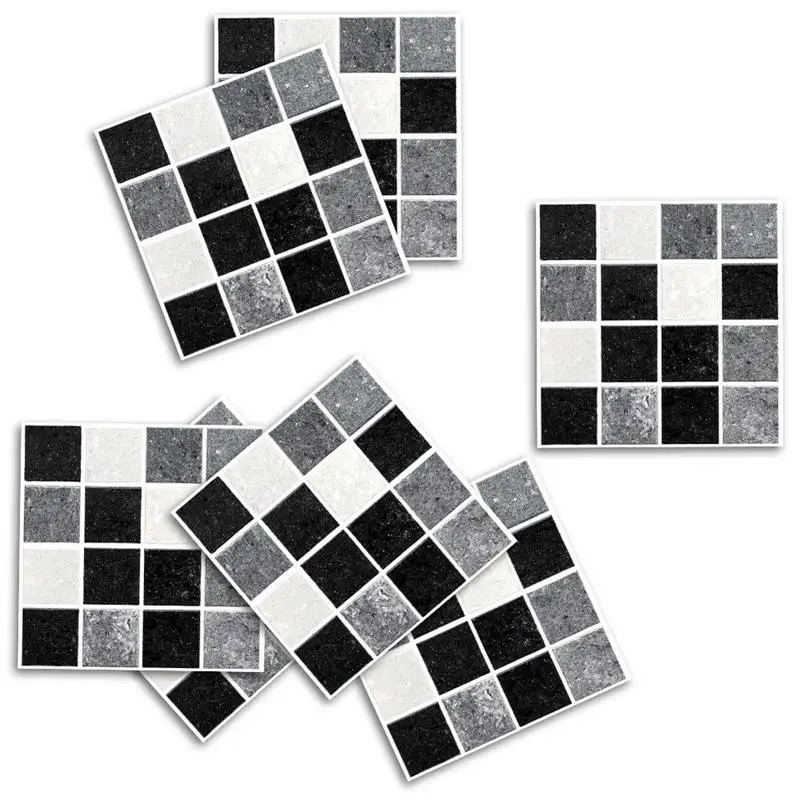

18pcs 10*10cm Self Adhesive Waterproof Black Marble Mosaic Wall Art Kitchen Furniture Tile Sticker Wall Decal