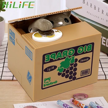 

HILIFE Piggy Banks Electronic Money Boxes Cute Automated Panda Cat Steal Coin Bank Plastic Money Saving Box Hot Sale Kids Gift