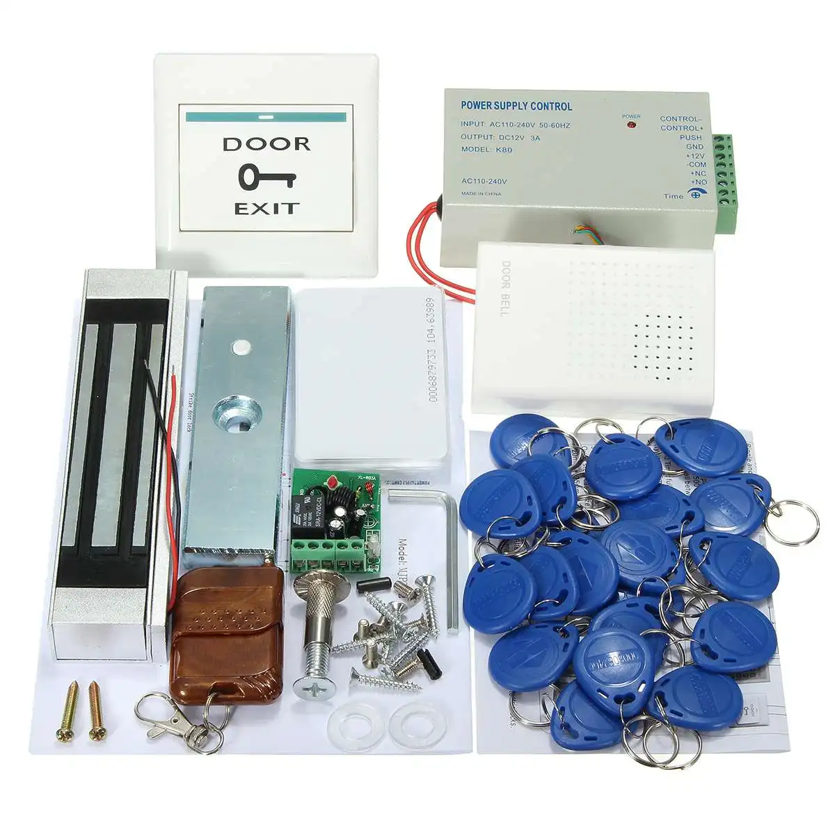 

Door Access Control System Kit Electric Magnetic Lock + Biometric Fingerprint Reader RFID