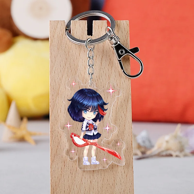 

New 2019 Anime Kill la Kill Red Pendant Keychains Acrylic Key ring For Gift Chaveiro Key Chain Jewelry for Cars