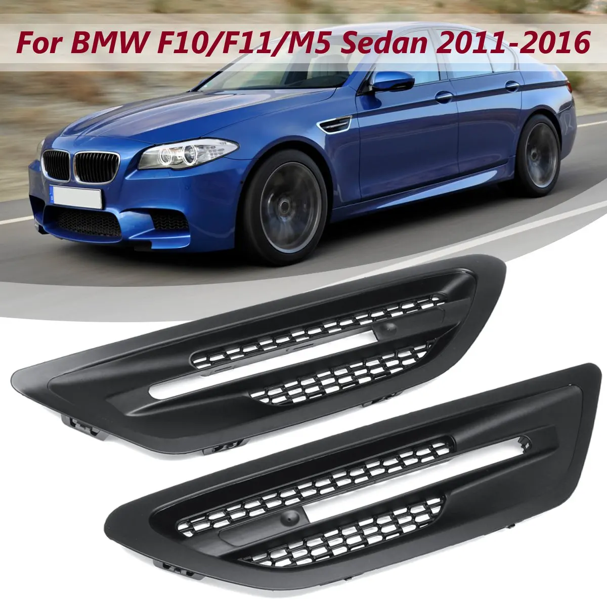 Для BMW F10 F11 M5 седан 2011- Пара автомобилей сбоку вентиляционное отверстие для Fender решетки Matte Black Gloss Black Carbon Fiber