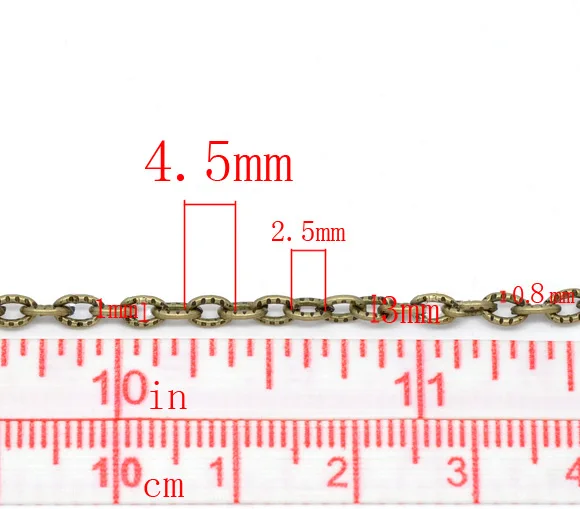 Милая 10 м бронзовая текстурированная звено-открытая цепь 4,5x3 мм(B13521