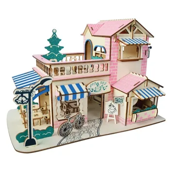 

Nulong Laser Cutting 3D Wooden Puzzle 3D wood Jigsaw Puzzle Woodcraft Assembly Kit -ROMANTIC COFFEE BAR with 161 pcs Parts