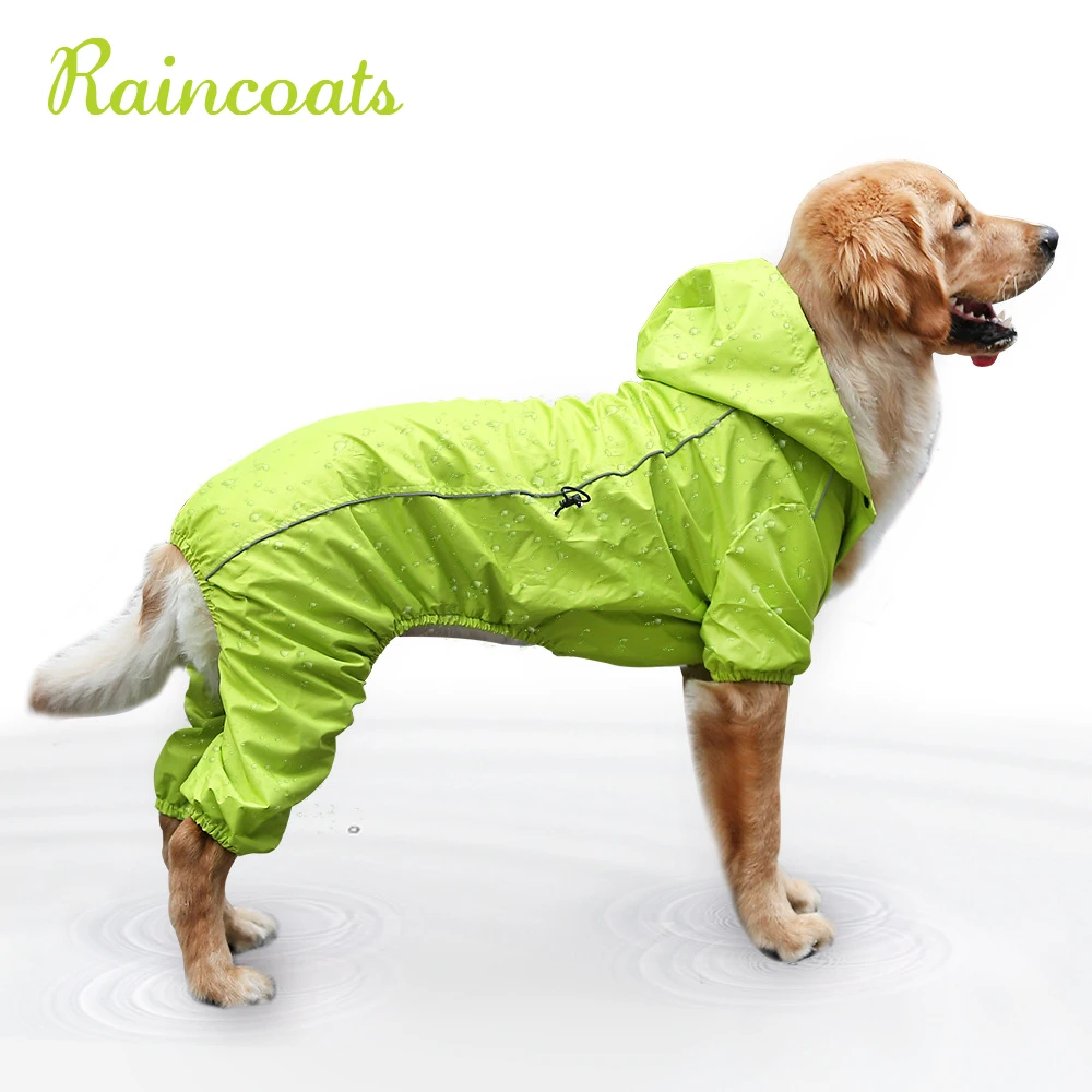 Large Dog Raincoat Hooded Golden Retriever Medium Big Dog Yellow Rain