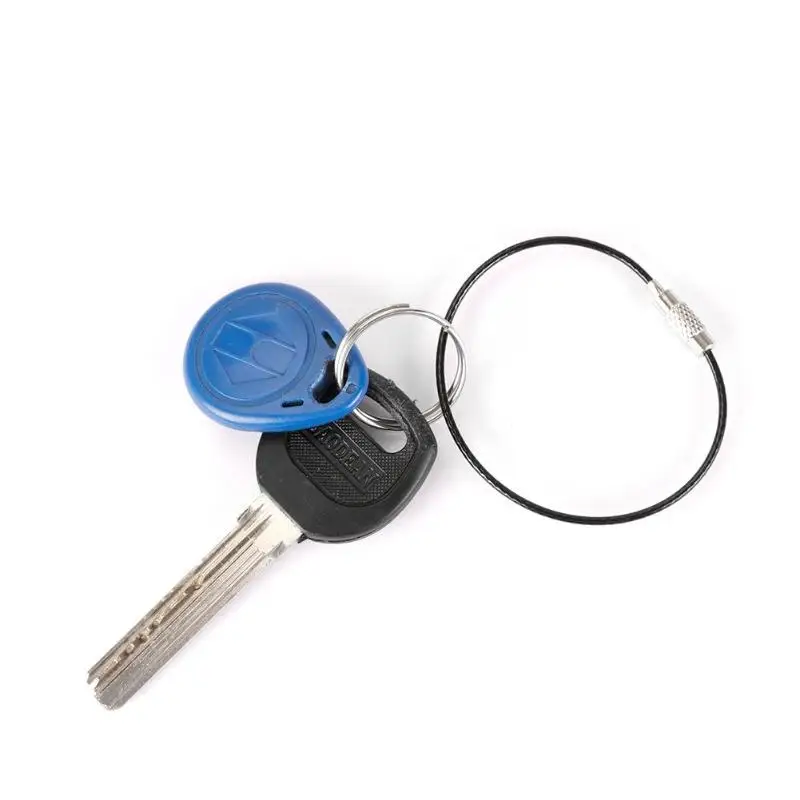 

10pcs EDC Car Keychain Tag Rope Stainless Steel Wire Cable Loop Screw Lock Mini Key Ring Porte Clef Voiture