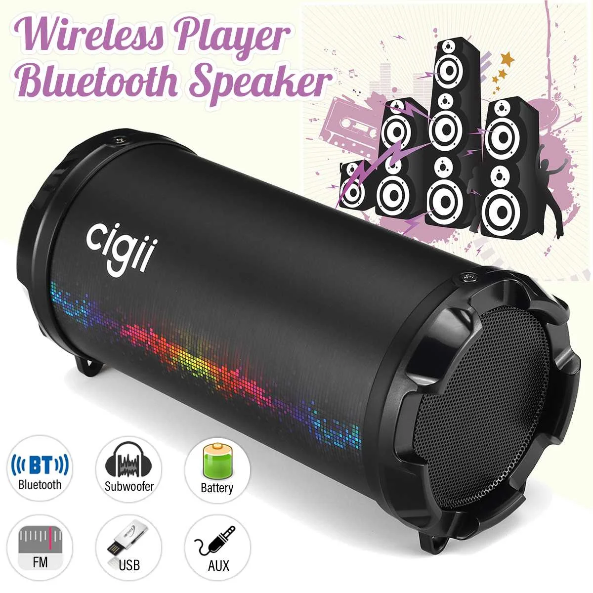 

Wireless Player Portable bluetooth Speaker Subwoofer Outdoor Headset Mini altavoz Speakers With Mic Suport FM AUX USB SD