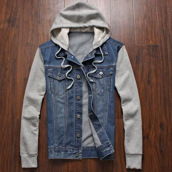 

Denim Jacket Men Hooded Sportswear Outdoors Casual Fashion Jeans Jackets Hoodies Cowboy Mens Jacket And Coat Plus Size5xl tll012