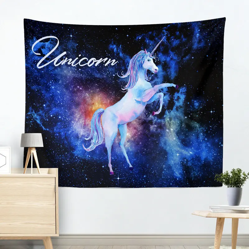 

Galaxy Starry Sky Tapestry Wall Hanging Landscape Cartoon Unicorn Hippie Boho Decor Wall Cloth Tapestries Mandala Wall Carpet