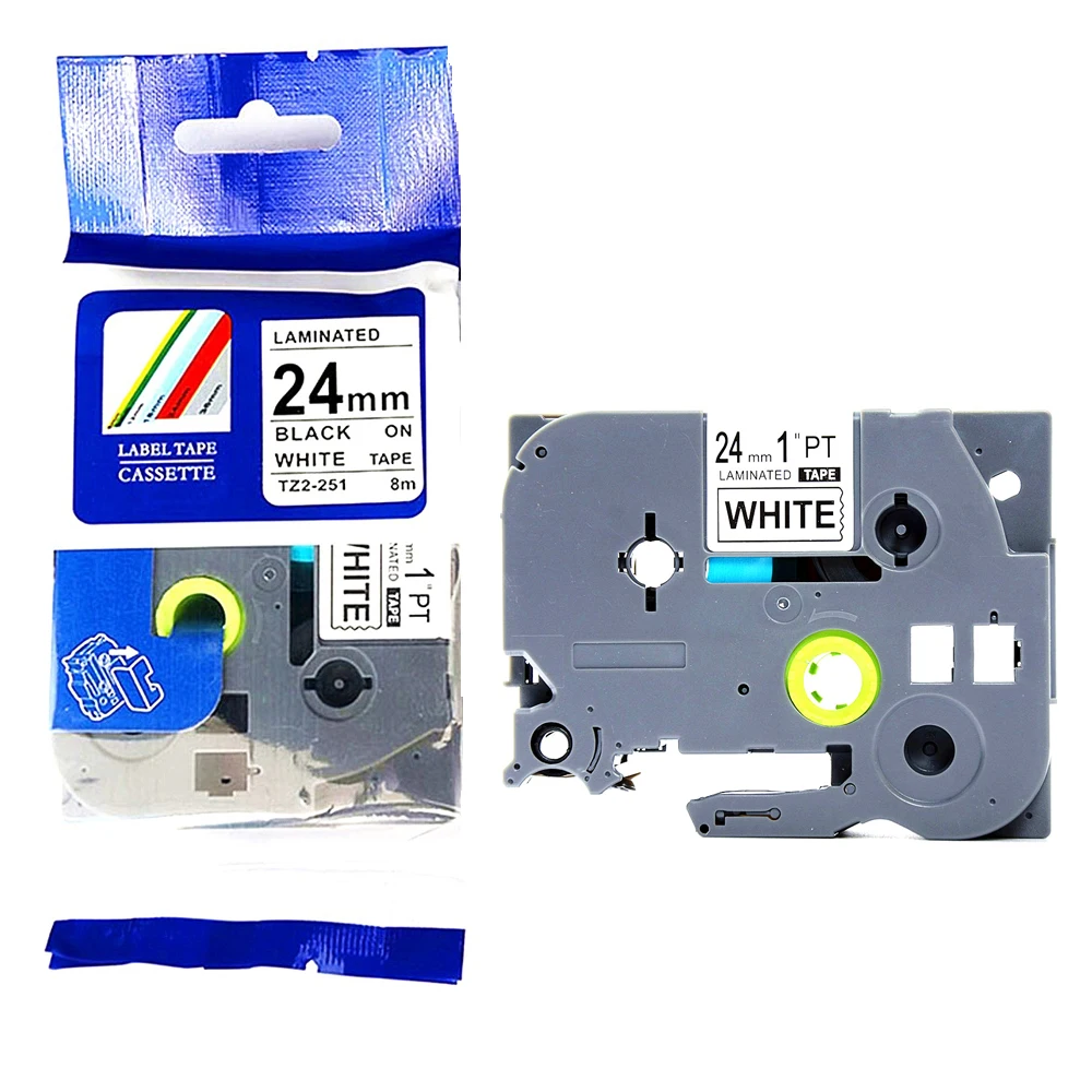 Brother P-Touch TZe-251-24mm x 8mtr Printer Tape Cassette Black on White New