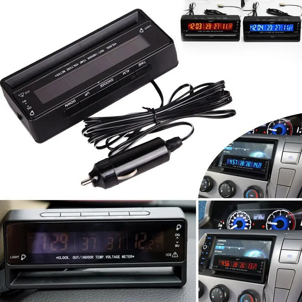 

3 in 1 Digital LCD Auto Clock Thermometer Voltmeter with Backlight Car Accessories Voltage Temperature Monitor Display Watch