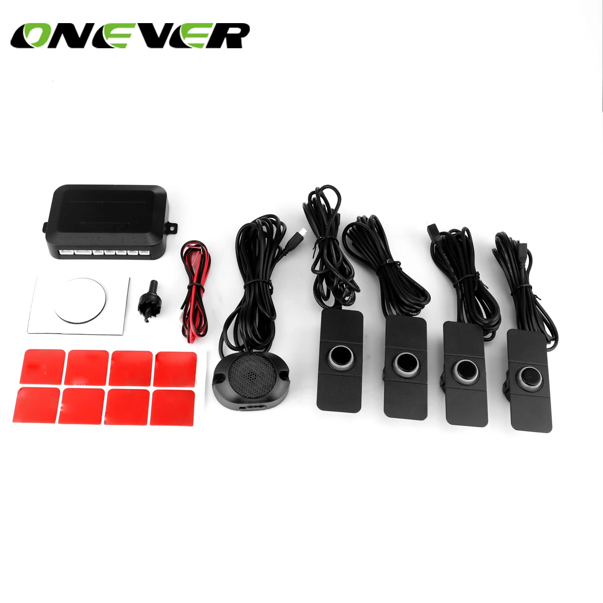 

Onever Car Parking Sensors Parktronics 4pcs/set 16mm Flat Sensors Reverse Backup Radar Sound Buzzer Alarm Adjustable Sound