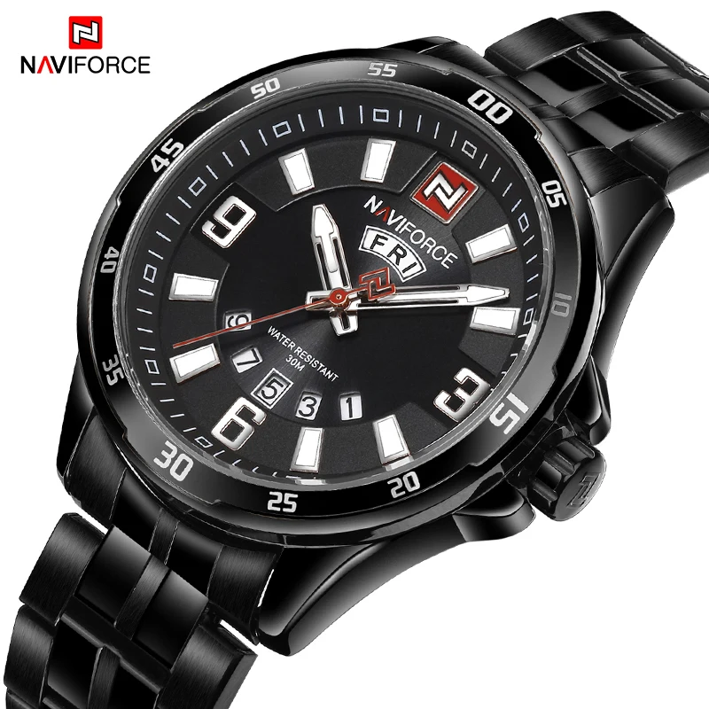 

NAVIFORCE Top Brand Men's Sports Watches Luxury Men's Waterproof Stainless Steel Quartz Wrist Watch Clock Male Relogio Masculino