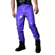 Брюки из лакированной кожи на заказ, модные, танцевальные, хип-хоп, стильные, облегающие, костюмы M-6XL