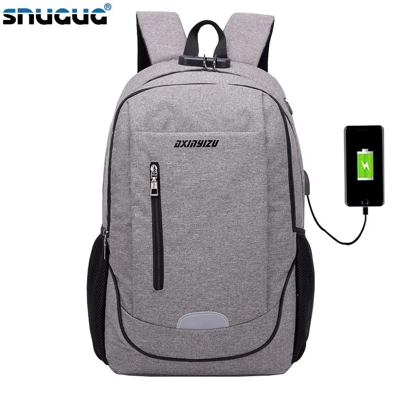 SNUGUG USB Smart Backpack Men School Backbag Canvas Travel Daypacks