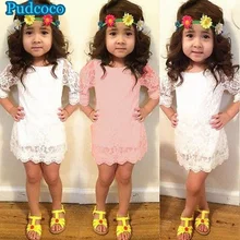 Pudcoco/Новинка г.; Брендовое детское Кружевное платье-пачка принцессы с длинными рукавами и цветочным принтом для маленьких девочек; вечерние платья