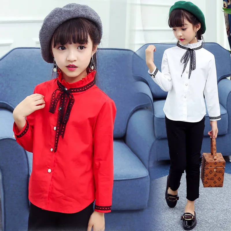 

Autumn New Pattern Child Girl Casual Clothing Lace Shirt Children's Garment