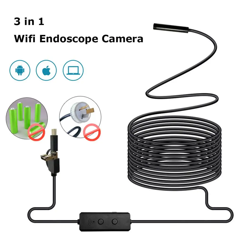 

EastVita 3 in 1 Wifi Endoscope Camera Mini Waterproof Hard Cable Borescope Inspection Camera USB Endoscope for iOS/Android/PC