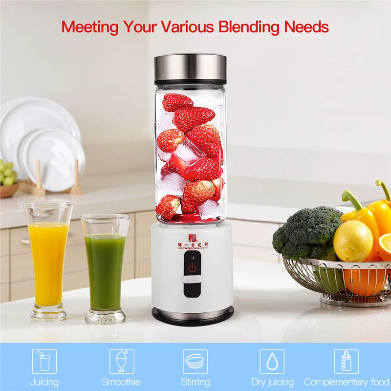 

380ML Portable USB Juicer Blender Stainless Steel Blade 6 Blades Orange Citrus Juice Maker Smoothie Blender Fruit Juicer Machine
