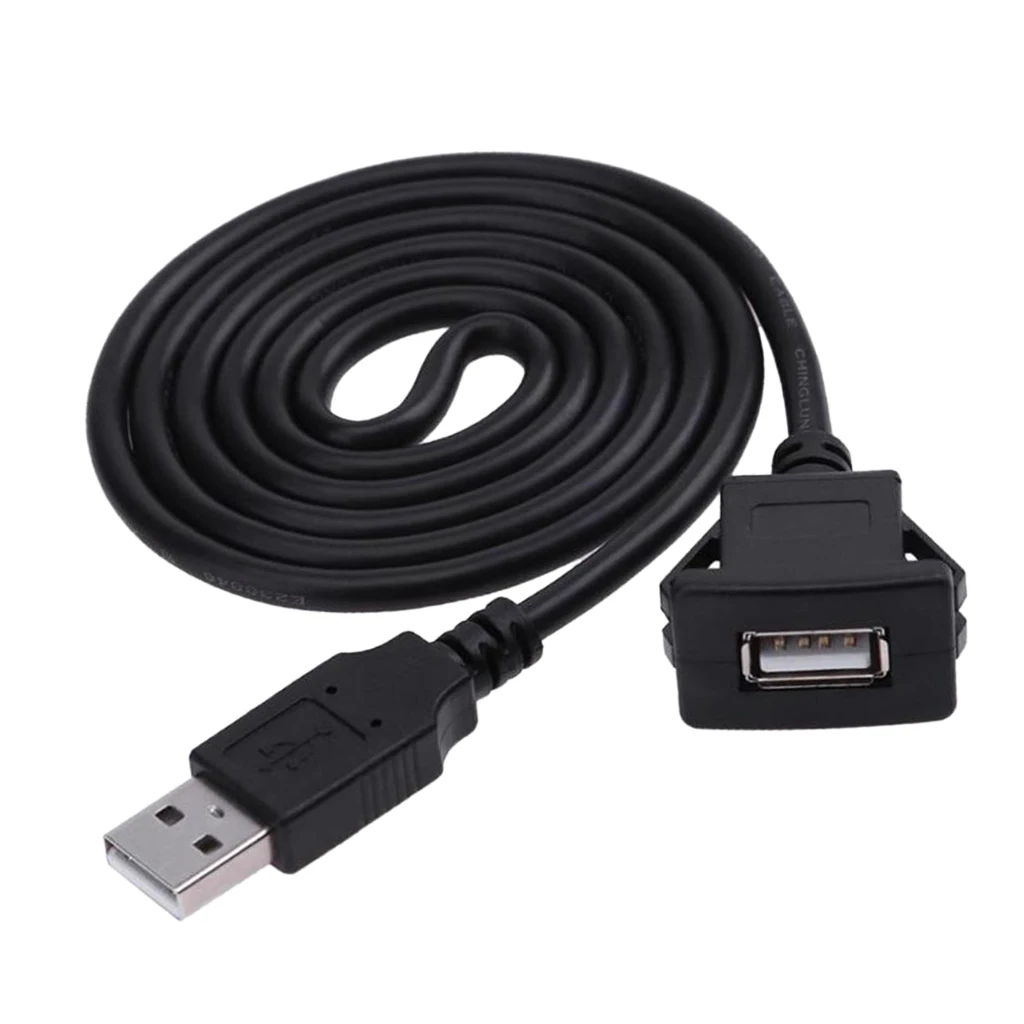 MagiDeal USB2.0 USB кабели штекер к женскому автомобильному монтажному удлинительному кабелю