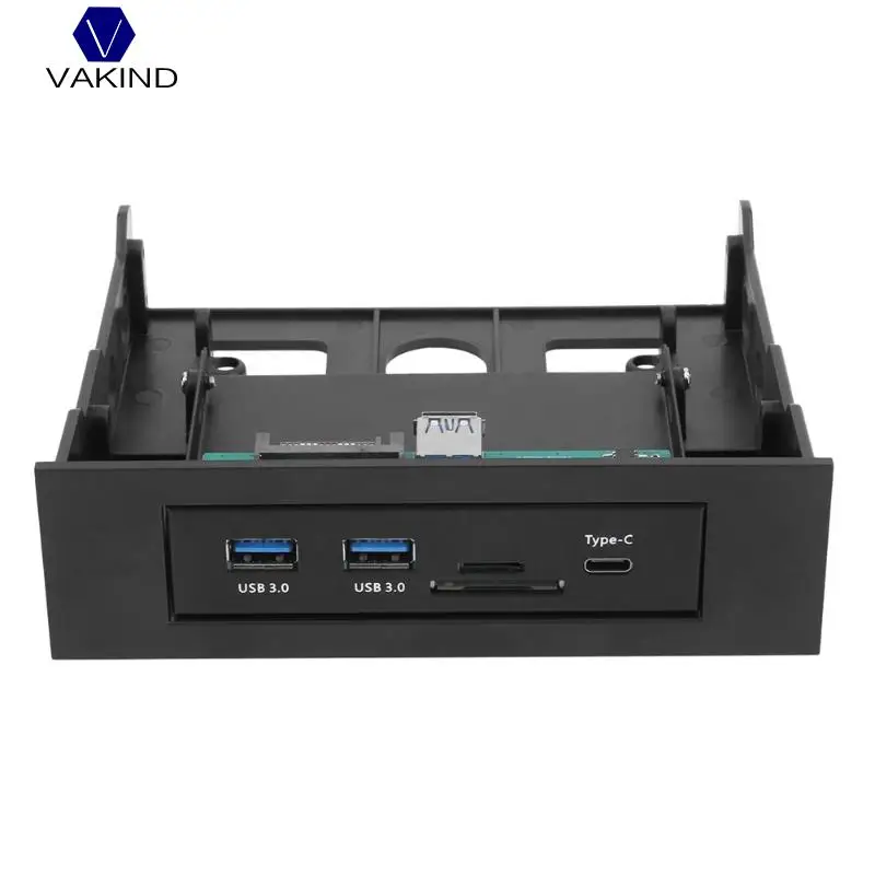 

VAKIND 3.5 Inch Internal Card Reader w/USB 3.1 Gen 1 Type C + 2xUSB 3.0 Port SD TF Card Reader Hub Front Panel