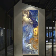 WANGART Cores Unreal Cartaz Da Lona Azul Pintura de Paisagem Da Arte Da Parede Abstrato Sala Tapeçaria Arte Moderna de Impressão Pintado
